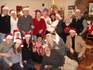 The "Stroh-gersons, both our families celebrating Christmas and the wedding together.