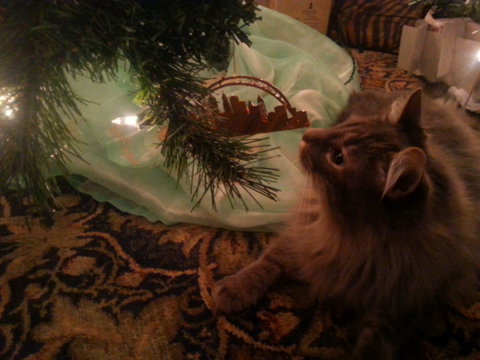 Detective Inspector Ferguson approves the Christmas tree